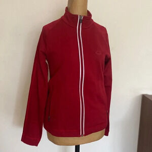 Icebreaker sz S red zip front 100% merino wool reflector strip and zip pockets